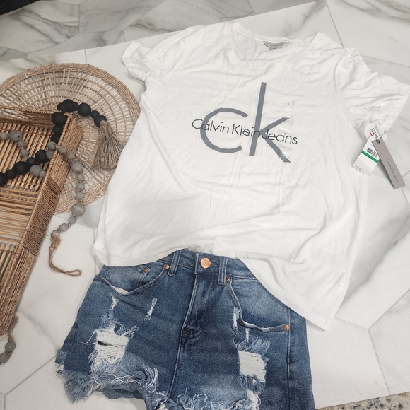 Calvin Klein Jeans Tops - Calvin Klein, NWTO, Women's  white t-shirt. Size Large.